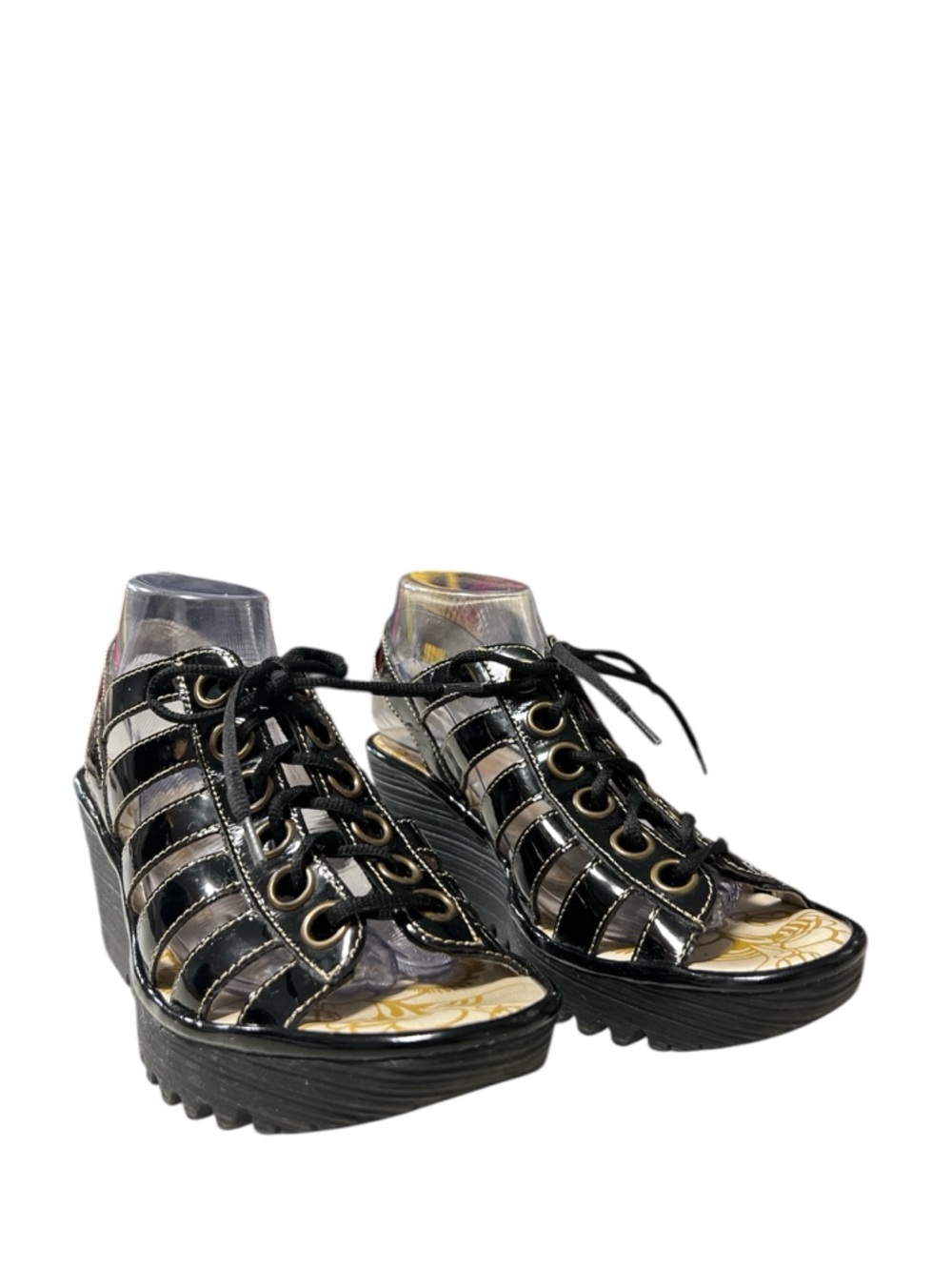 FLY LONDON Yito Patent Leather Wedge Sandals